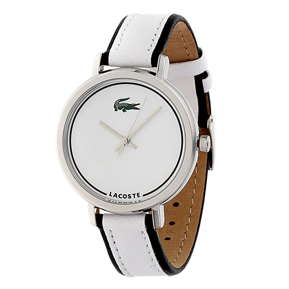 Lacoste horlogeband 2000501 LC 33 3 14 0165 Leder Wit 14mm wit stiksel