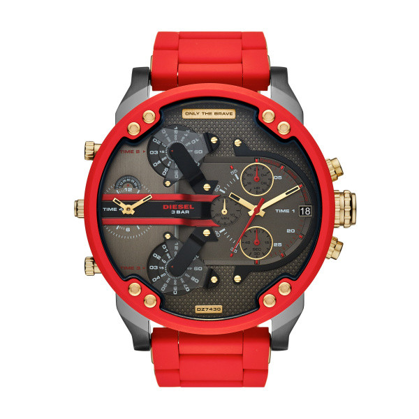 Horlogeband Diesel DZ7430 Staal Silicoon Rood 28mm