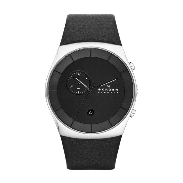 Horlogeband Skagen SKW6070 HAVENE Leder Zwart 30mm