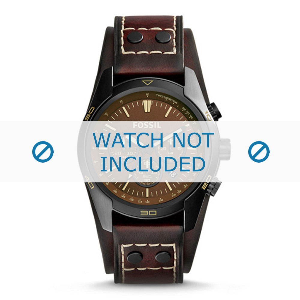Horlogeband Fossil CH2990 Onderliggend Leder Bruin 22mm