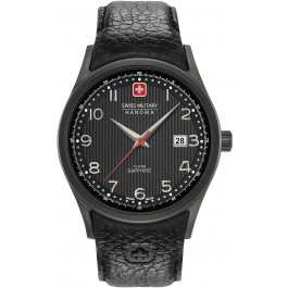 Horlogeband Swiss Military Hanowa 06-4286.13.007 Leder Zwart 22mm