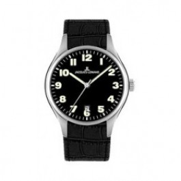 Horlogeband Jacques Lemans 1-1426 Croco leder Zwart 21mm
