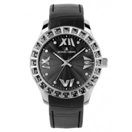 Horlogeband Jacques Lemans 1-1571 Leder Zwart 22mm