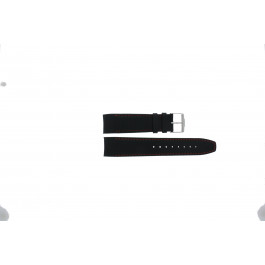 Jacques Lemans horlogeband 1-1652OR Leder Zwart 22mm + oranje stiksel