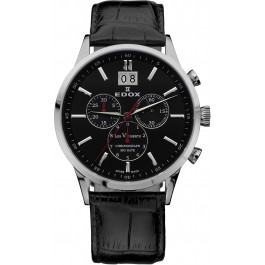 Horlogeband Edox 10010-473282-222194 Leder Zwart 22mm