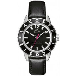 Lacoste horlogeband 2000671 / LC-54-3-27-2287 Leder Zwart 18mm + zwart stiksel