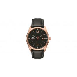 Lacoste horlogeband 2010747 / LC-68-1-34-2413 Leder Zwart 24mm + grijs stiksel