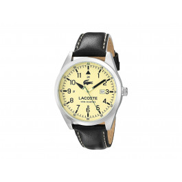 Lacoste horlogeband 2010782 / LC-52-1-14-2571 Leder Zwart 22mm + wit stiksel