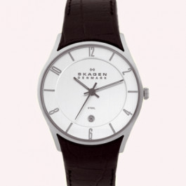 Horlogeband Skagen 474XLSLC Leder Zwart