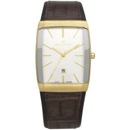 Horlogeband Skagen 984LGLD Leder Bruin 28mm
