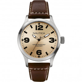 Horlogeband Nautica A12624G Leder Donkerbruin 22mm