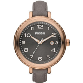 Fossil horlogeband AM4393 Leder Grijs + grijs stiksel