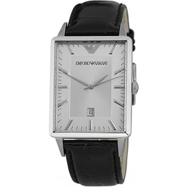 Horlogeband Armani AR2417 Leder Zwart 22mm