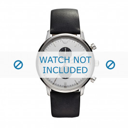 Horlogeband Armani AR0385 Leder Zwart 22mm