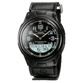 Horlogeband Casio AW-80V-1BV / 10220479 Textiel Zwart 18mm