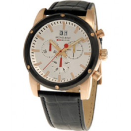 Horlogeband Mondaine BM20075 Leder Zwart 24mm