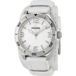 Horlogeband Fossil BQ1168 Onderliggend Leder Wit 22mm