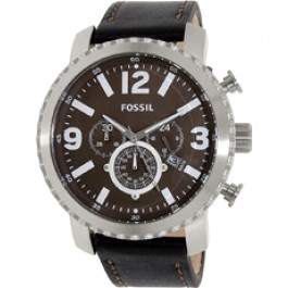 Horlogeband Fossil BQ2053 Leder Zwart 24mm
