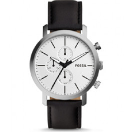 Horlogeband Fossil BQ2327 Onderliggend Leder Zwart 22mm