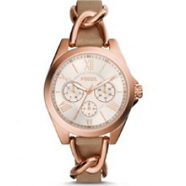 Horlogeband Fossil BQ3410 Leder Beige 18mm
