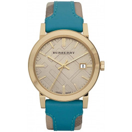 Horlogeband Burberry BU9018 Leder Blauw 20mm