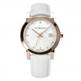 Horlogeband Burberry BU9130 Leder Wit 18mm