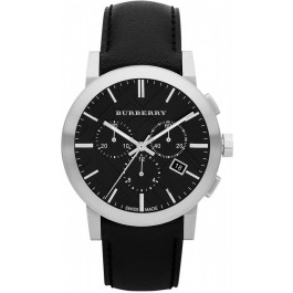 Horlogeband Burberry BU9356 Leder Zwart 22mm