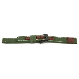 Horlogeband Coolwatch CS.246 Leder/Textiel Groen 16mm
