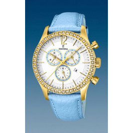 Horlogeband Festina F16605-2 Leder Lichtblauw 21mm