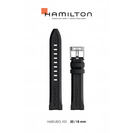 Horlogeband Hamilton H82335331.H690823103. Rubber Zwart 20mm