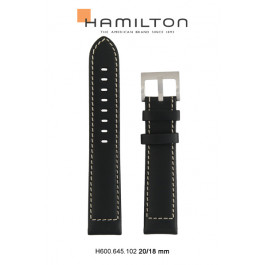 Horlogeband Hamilton H690645102 Leder Zwart 20mm