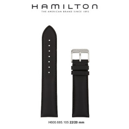 Horlogeband Hamilton H690.685.105 Leder Zwart 22mm