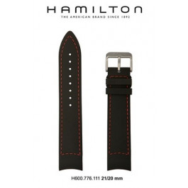 Horlogeband Hamilton H776350 / H001.77.635.333.01 Leder Zwart 21mm