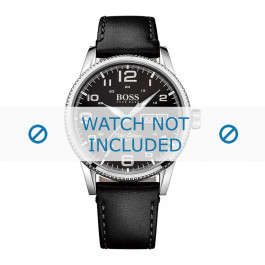 Hugo Boss horlogeband HB-279-1-14-2872 / HB1513330 Leder Zwart + standaard stiksel