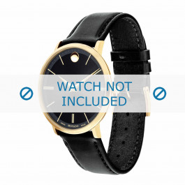 Movado horlogeband 0607087 Leder Zwart 20mm + standaard stiksel