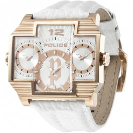 Police horlogeband PL13088JSR-04 Leder Wit + wit stiksel