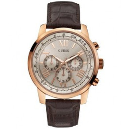 Horlogeband Guess W0380G4 Leder Donkerbruin 22mm