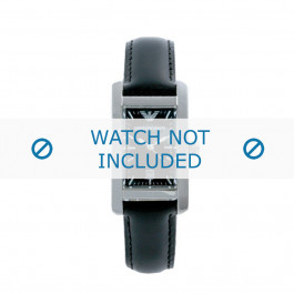 Horlogeband Armani AR0122 Leder Zwart 14mm