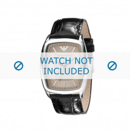 Armani horlogeband AR0409 Leder Zwart 23mm