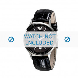 Horlogeband Armani AR2411 Leder Zwart 22mm