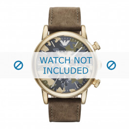 Armani horlogeband AR1818 Leder Groen 20mm + groen stiksel