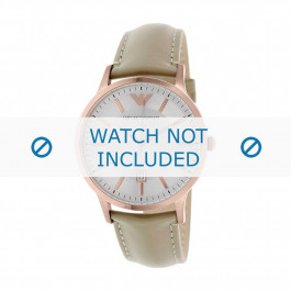 Armani horlogeband AR2464 Leder Cream wit / Beige / Ivoor 22mm + standaard stiksel