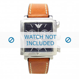 Armani horlogeband AR5324  Leder Cognac + wit stiksel
