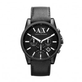 Horlogeband Armani Exchange AX2098 Leder Zwart 22mm