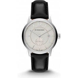 Horlogeband Burberry bu10000 Leder Zwart 20mm