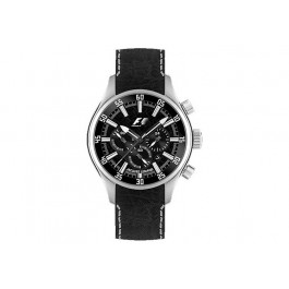 Horlogeband Jacques Lemans F5037G Leder Zwart 22mm