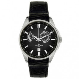 Jacques Lemans horlogeband G175 Leder Zwart 22mm + zwart stiksel