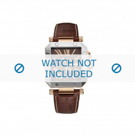 Guess horlogeband A50005G1 Leder Bruin 21mm + wit stiksel