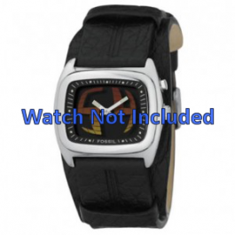 Horlogeband Fossil JR8214 Onderliggend Leder Zwart 22mm