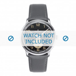 Junghans horlogeband 027/3607.00 Leder Grijs 20mm + wit stiksel